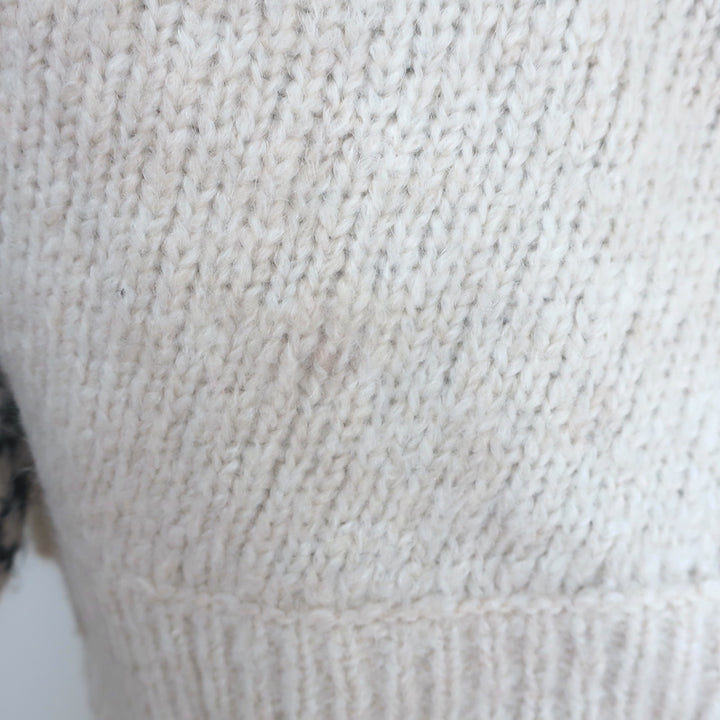 Derek Lam 10 Crosby Bette Fair Isle cardigan in cream and black, alpaca-wool blend, authentic pre-owned luxury size XS