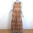 Odeeh Sleeveless Tiered Maxi Dress Brown/Cream Printed Cotton Size 40