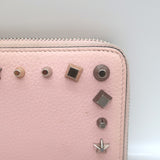 Christian Louboutin Panettone Spike Continental Wallet Rose Pink Grained Leather