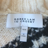 Derek Lam 10 Crosby Fair Isle cardigan in cream and black, alpaca-blend knit, pre-owned luxury piece (Size XS)