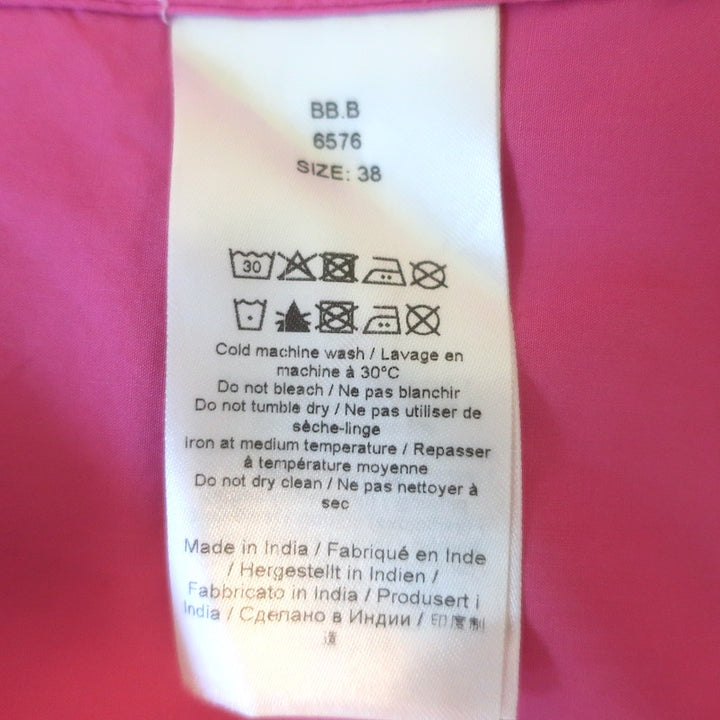 GANNI Colorblock Puff Sleeve Mini Dress Pink Smocked Cotton Poplin Size 38