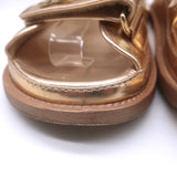 Chanel 22C Star-CC Metallic Leather Dad Sandals Rose Gold Size 37.5 C