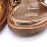 Chanel 22C Star-CC Metallic Leather Dad Sandals Rose Gold Size 37.5 C