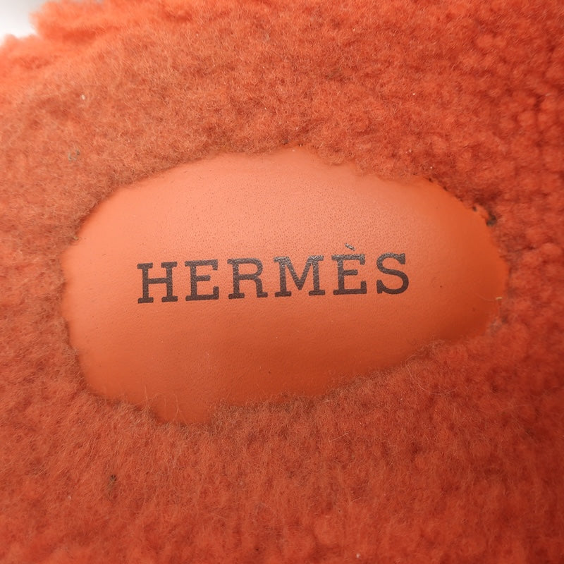 Hermes Chypre Shearling Slide Sandals Orange Size 39