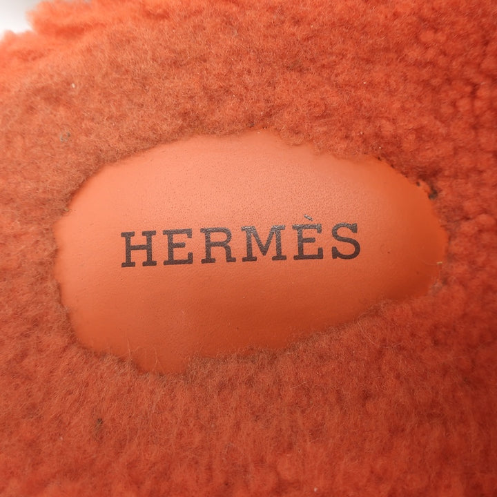 Hermes Chypre Shearling Slide Sandals Orange Size 39