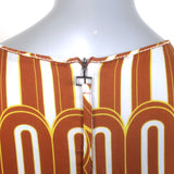 Odeeh Sleeveless Tiered Maxi Dress Brown/Cream Printed Cotton Size 40