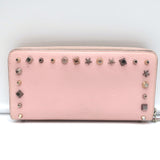 Christian Louboutin Panettone Spike Continental Wallet Rose Pink Grained Leather