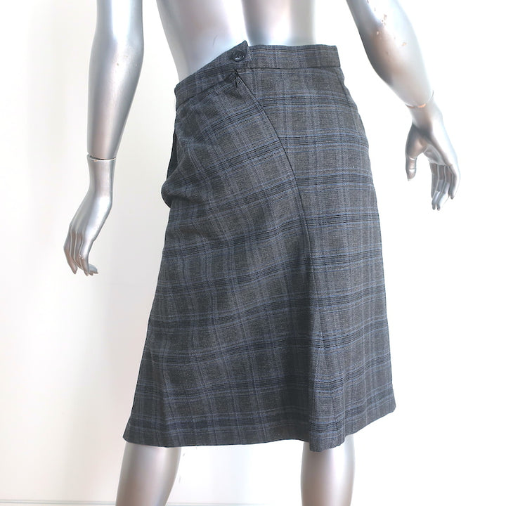 Vetements Pencil Skirt Grey Check Wool-Blend Size Medium