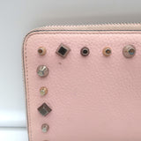 Christian Louboutin Panettone Spike Continental Wallet Rose Pink Grained Leather