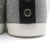 Gucci Bambi Web Studded Glitter Sneakers Silver Size 8 NEW