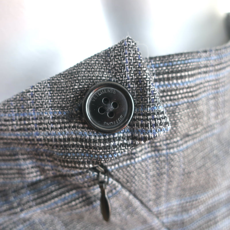 Vetements Pencil Skirt Grey Check Wool-Blend Size Medium