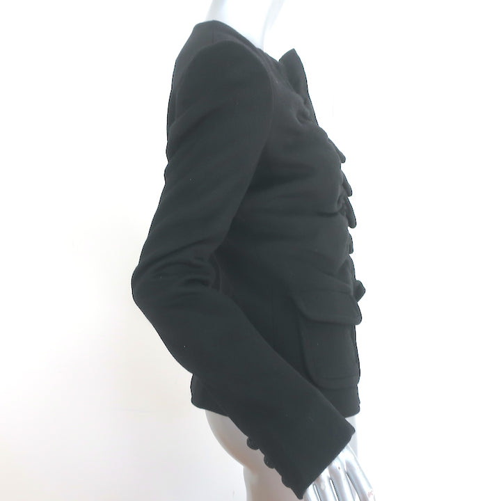 Thakoon Ruffle Jacket Black Wool-Angora Size 6