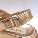 Chanel 22C Star-CC Metallic Leather Dad Sandals Rose Gold Size 37.5 C