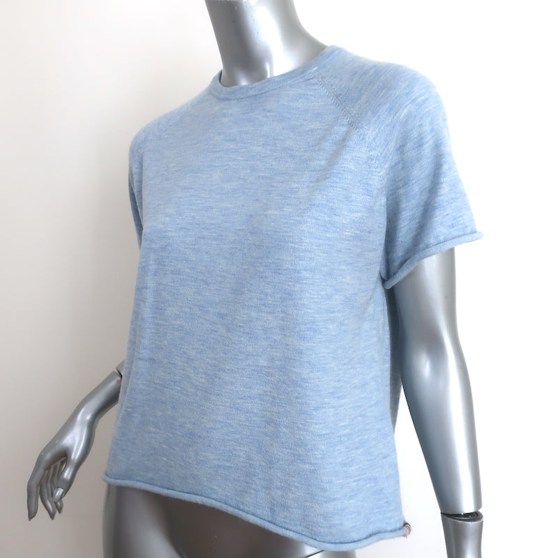 Extreme Cashmere Todd Short Sleeve Sweater Top Blue Cashmere-Blend One Size