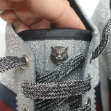 Gucci Bambi Web Studded Glitter Sneakers Silver Size 8 NEW