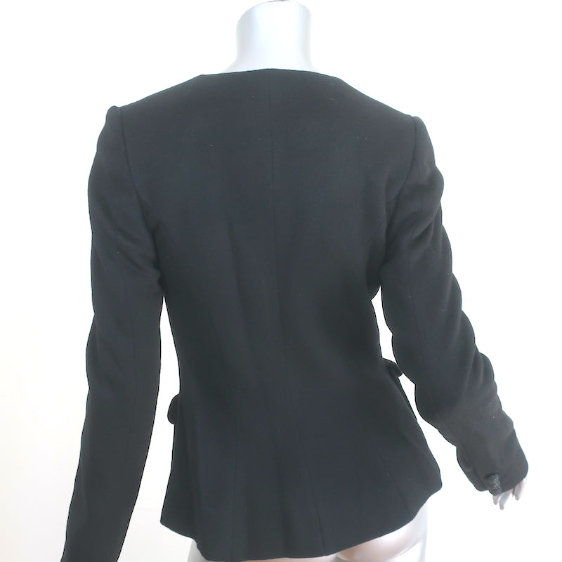 Thakoon Ruffle Jacket Black Wool-Angora Size 6