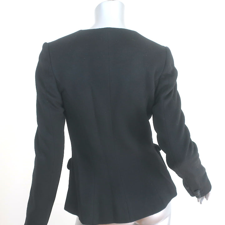 Thakoon Ruffle Jacket Black Wool-Angora Size 6