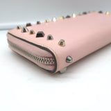 Christian Louboutin Panettone Spike Continental Wallet Rose Pink Grained Leather