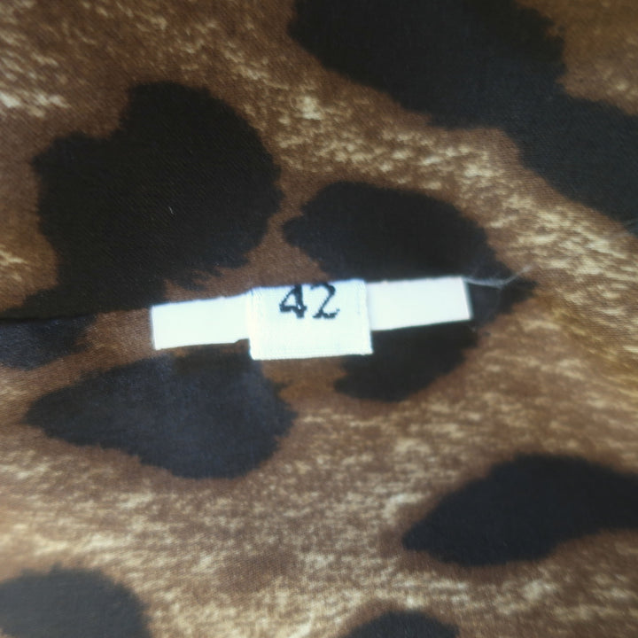 Dolce &amp; Gabbana Leopard Print Sleeveless Midi Dress Brown Silk Size 42