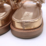 Chanel 22C Star-CC Metallic Leather Dad Sandals Rose Gold Size 37.5 C