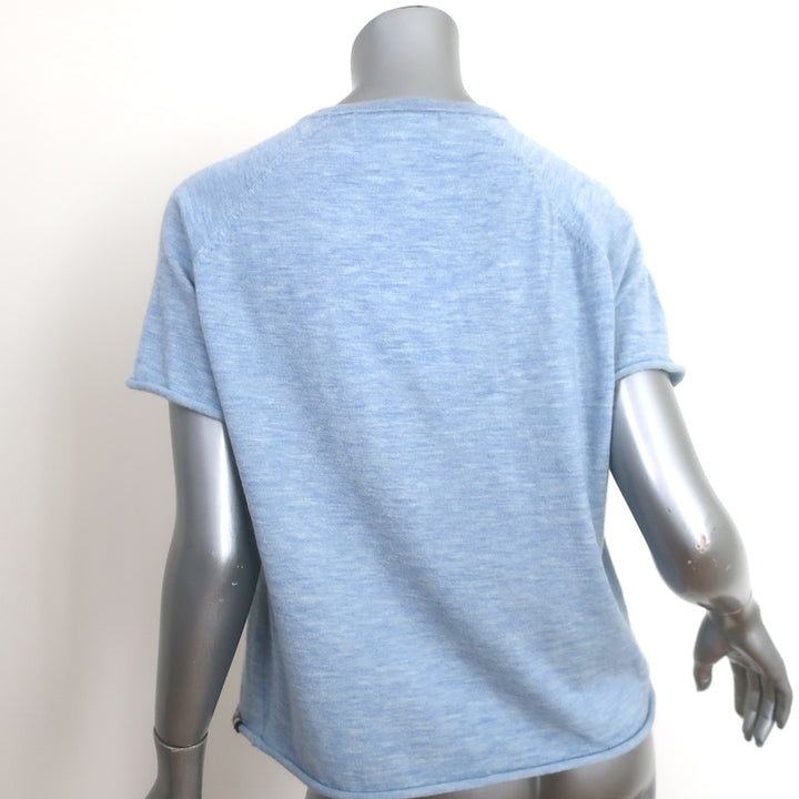 Extreme Cashmere Todd Short Sleeve Sweater Top Blue Cashmere-Blend One Size