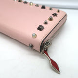Christian Louboutin Panettone Spike Continental Wallet Rose Pink Grained Leather
