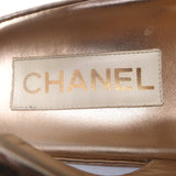 Chanel 22C Star-CC Metallic Leather Dad Sandals Rose Gold Size 37.5 C