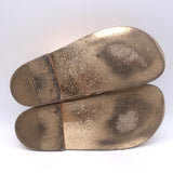 Chanel 22C Star-CC Metallic Leather Dad Sandals Rose Gold Size 37.5 C