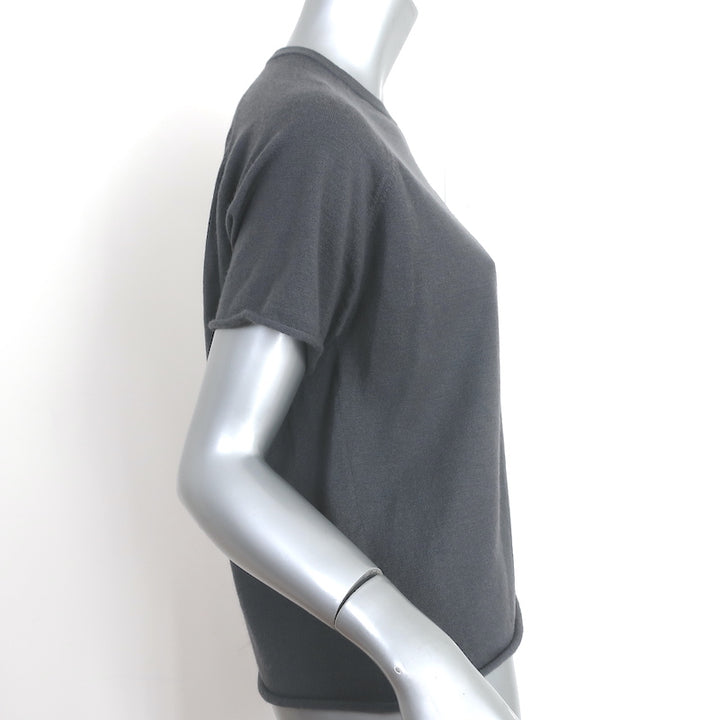 Extreme Cashmere Todd Short Sleeve Sweater Top Gray Cashmere-Blend One Size