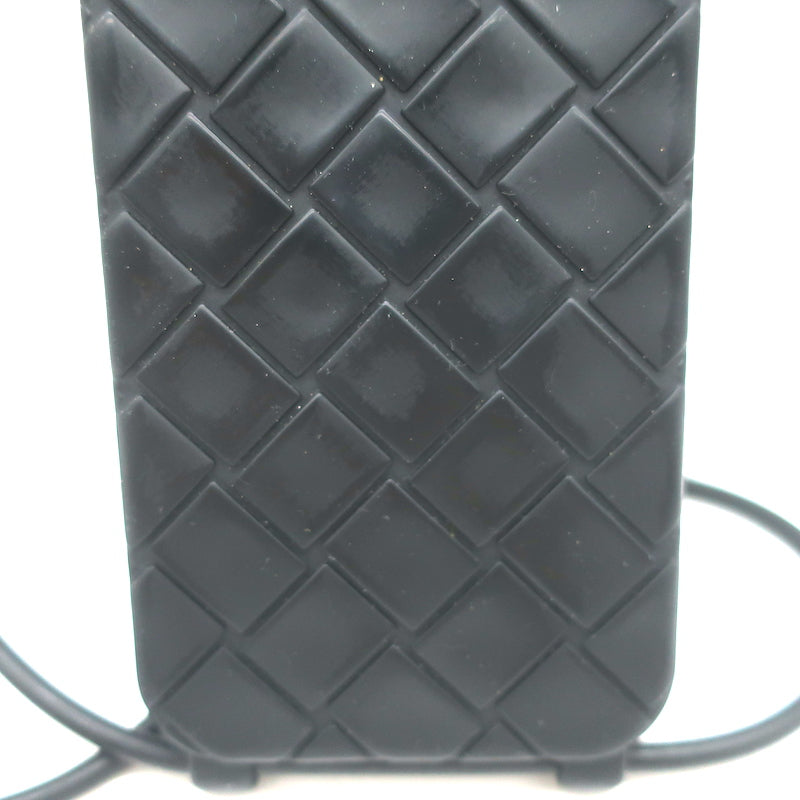 Bottega Veneta iPhone 15 Pro Max Case with Strap Black Intrecciato Rubber