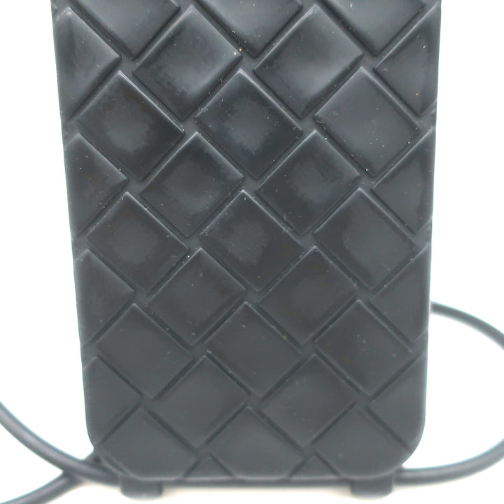 Bottega Veneta iPhone 15 Pro Max Case with Strap Black Intrecciato Rubber