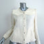 IRO Halston Jacket Cream Leather-Trimmed Woven Linen-Cotton Size 40