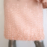 St. John Couture Fringe Embroidered Tweed Dress Suit Peach Pink Size 6