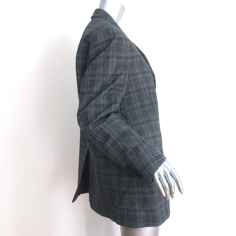 Vetements Oversized Blazer Grey Check Wool-Blend Size Extra Small