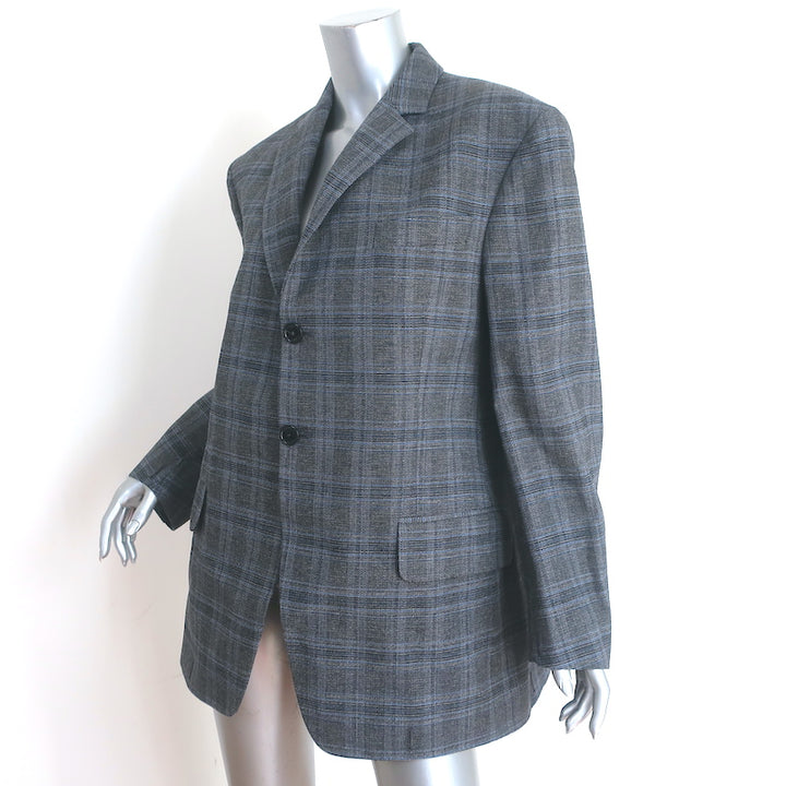 Vetements Oversized Blazer Grey Check Wool-Blend Size Extra Small