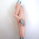 St. John Couture Fringe Embroidered Tweed Dress Suit Peach Pink Size 6