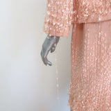 St. John Couture Fringe Embroidered Tweed Dress Suit Peach Pink Size 6