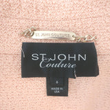St. John Couture Fringe Embroidered Tweed Dress Suit Peach Pink Size 6