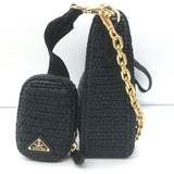 Prada Re-Edition 2005 Crochet Raffia Crossbody Black Small Shoulder Bag NEW