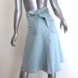 Chloe Light Denim Midi Wrap Skirt Blue Stretch Cotton Size 42 NEW