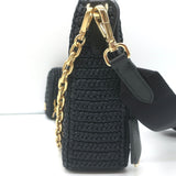 Prada Re-Edition 2005 Crochet Raffia Crossbody Black Small Shoulder Bag NEW