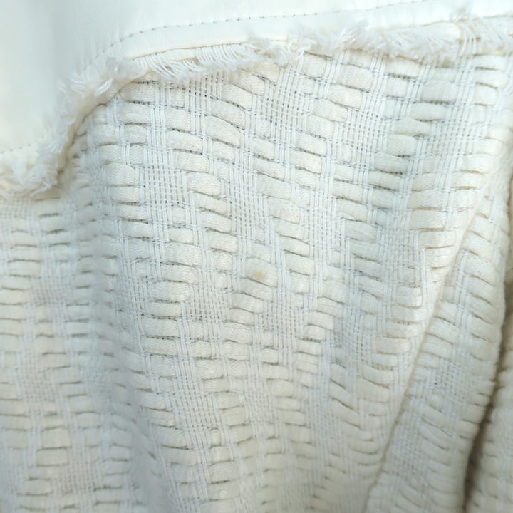 IRO Halston Jacket Cream Leather-Trimmed Woven Linen-Cotton Size 40