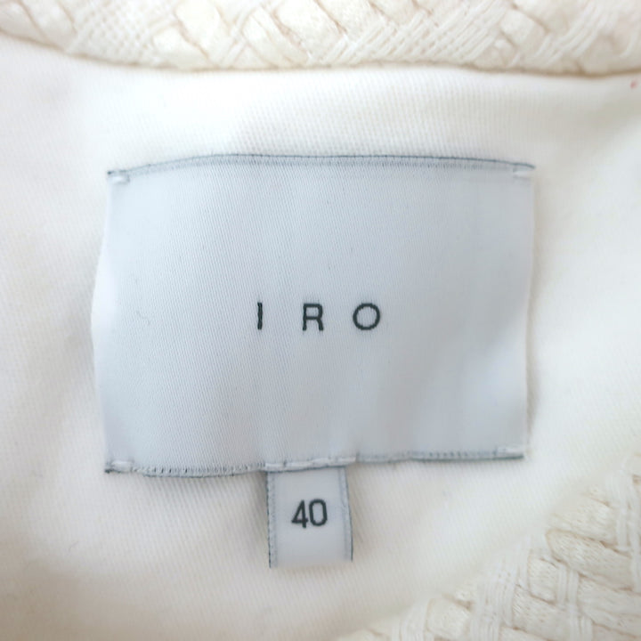 IRO Halston Jacket Cream Leather-Trimmed Woven Linen-Cotton Size 40