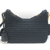 Prada Re-Edition 2005 Crochet Raffia Crossbody Black Small Shoulder Bag NEW