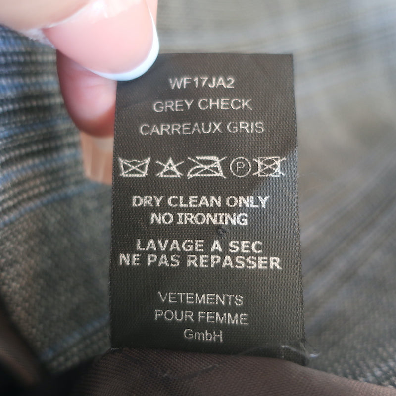 Vetements Oversized Blazer Grey Check Wool-Blend Size Extra Small