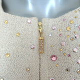 St. John Crystal-Embellished Santana Knit Skirt Suit Cream Size 6/8
