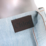 Chloe Light Denim Midi Wrap Skirt Blue Stretch Cotton Size 42 NEW