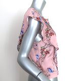 Marissa Webb Ruffle Top Pink Floral Print Satin Size Small Sleeveless Blouse