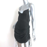 Orseund Iris Ruched Satin Mini Dress Black Size Small