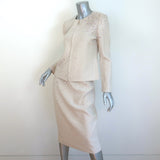 St. John Crystal-Embellished Santana Knit Skirt Suit Cream Size 6/8